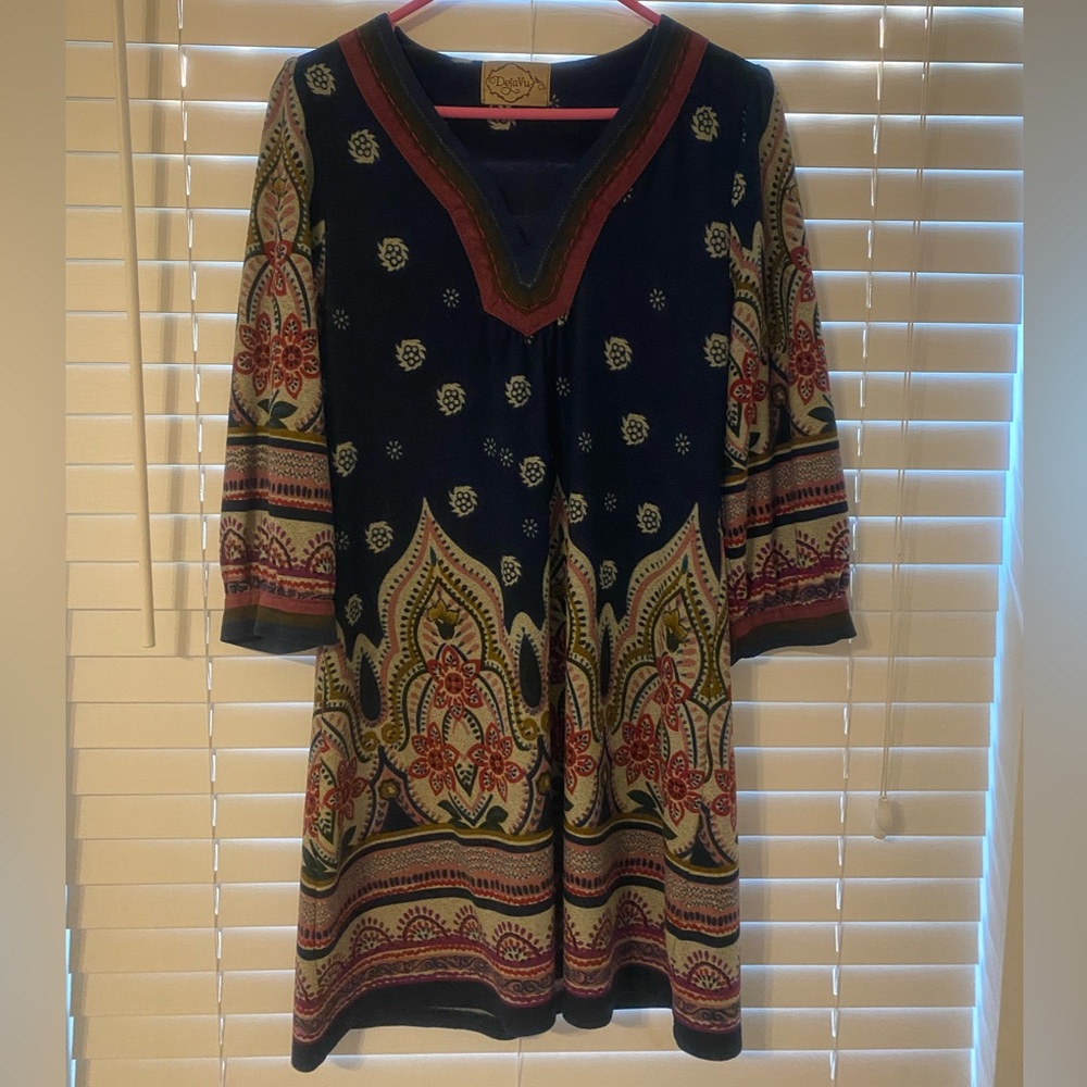 DeJaVu Vintage patterned winter dress size 8